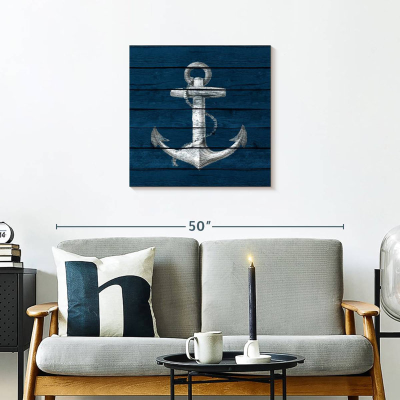 Aletra ancre sur bois bleu, H 24 po x l 24 po