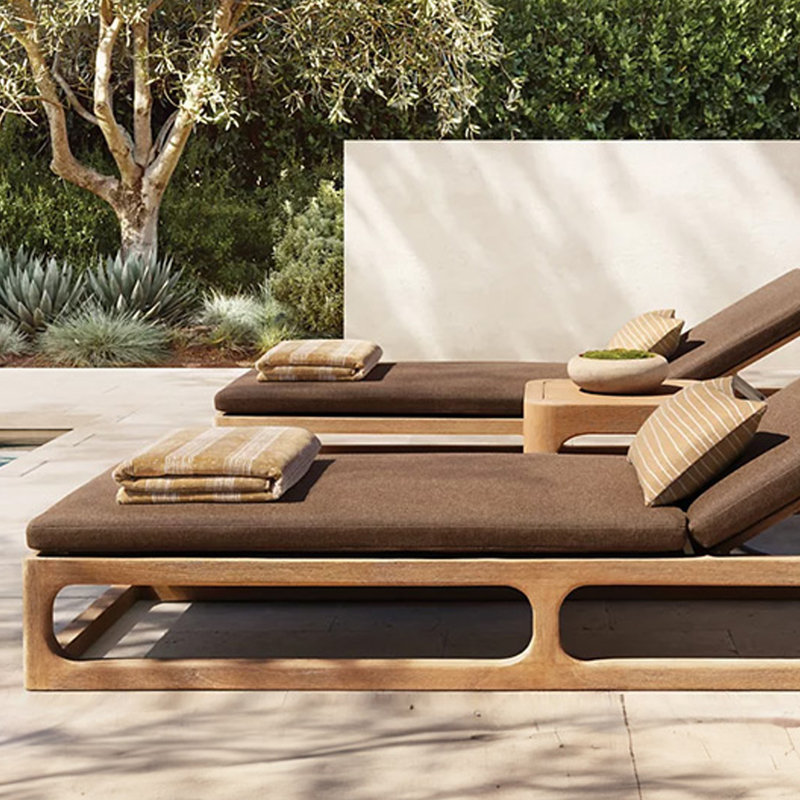 Chaise longue d'extérieur en teck pour l'extérieur