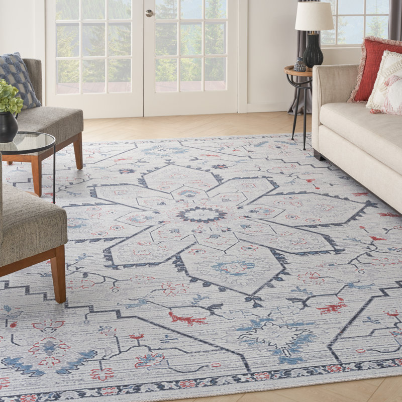 Oriental Machine Washable Area Rug in Gray, Rectangle 7'10" x 9'10"