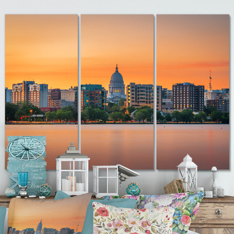 Madison Wisconsin, impression sur toile, 3 pièces, H 28 po x l 36 po x P 1 po