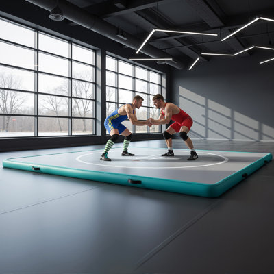 13*13FT Inflatable Wrestling Mats Training Mat With Pump 4" Thick PVC Gymnastics Mat for Home Use/Tumbling/Jiu Jitsu/MMA/Yoga/Grappling