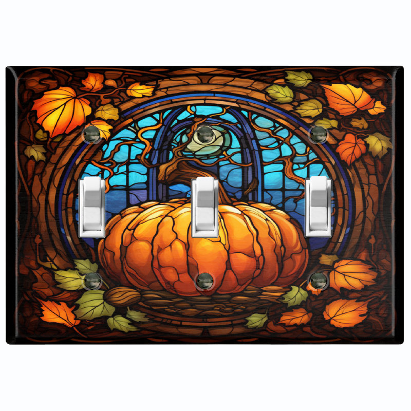 Figurine murale d'Halloween festive 3 lumières citrouille