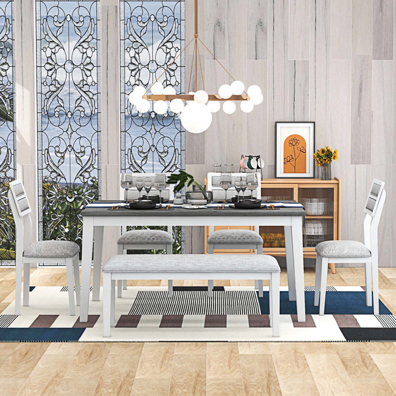 Ensemble repas pour 6 personnes, gris, Espresso, Blanc / gris
