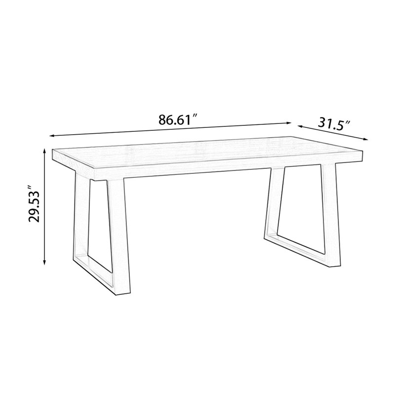 Brown Rectangular Solid Wood Dining Table, 29.53"H x 86.61"L x 31.5"W