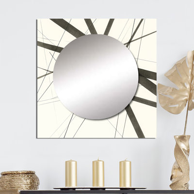 Carragh - Grand miroir mural carré noir et blanc à formes abstraites minimalistes VII pour chambre à coucher
