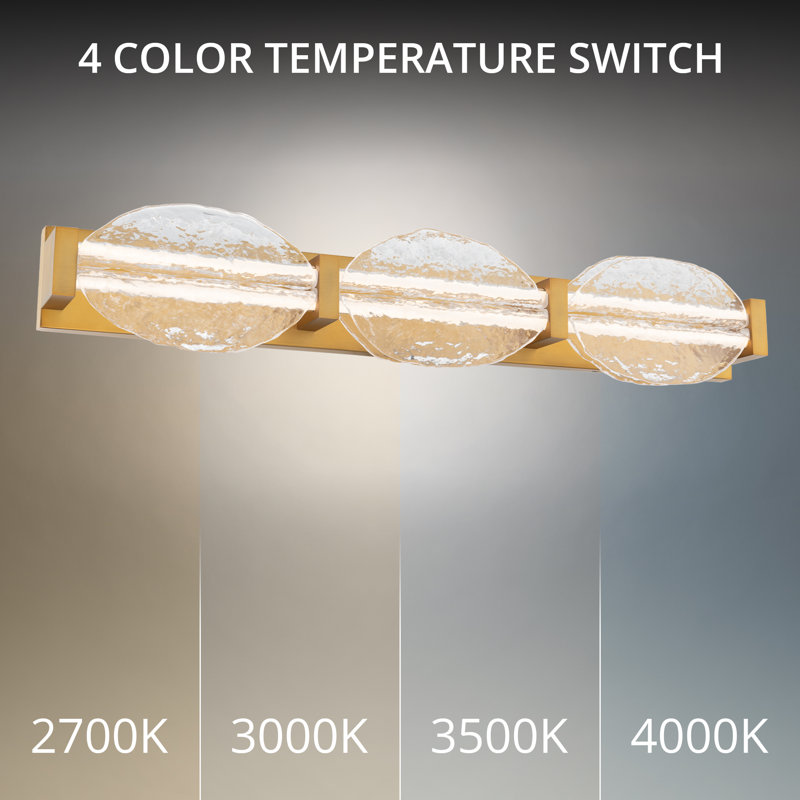 Deco 24" Dimmable LED Bath Vanity & Wall Light With Pressed Glass Shade And Built In Color Temperature Switch (2700K/3000K/3500K/4000K)