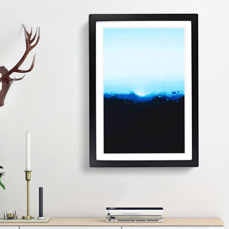 Mountains in Lappach Italy in Abstract - Framed Print, 87cm H x 62cm W x 2cm D, Black Framed