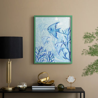 «Angel Fish II», reproduction encadrée - bois massif