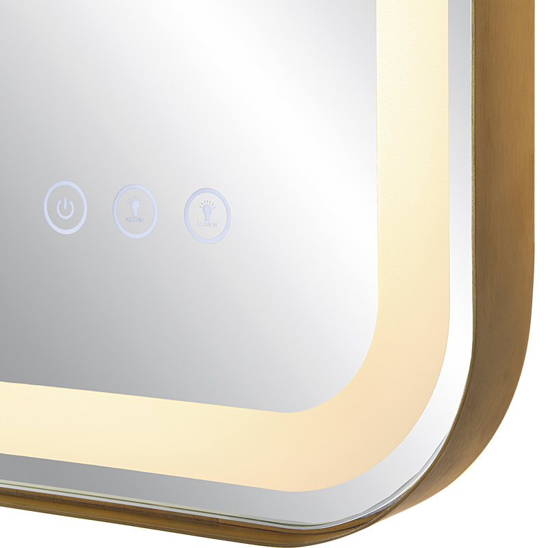 Rectangular Gold Stainless Steel LED Vanity Mirror
