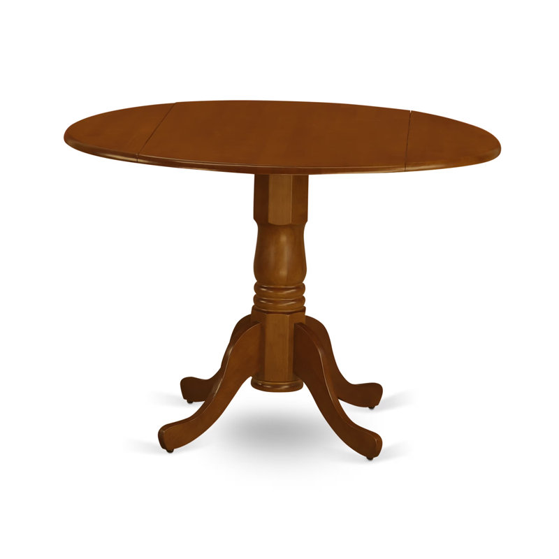 5 Piece Kitchen Table & Chairs Set Includes a Round Dining Room Table with Dropleaf and 4 Dining Chairs, 42x42 Inch, Saddle Brown