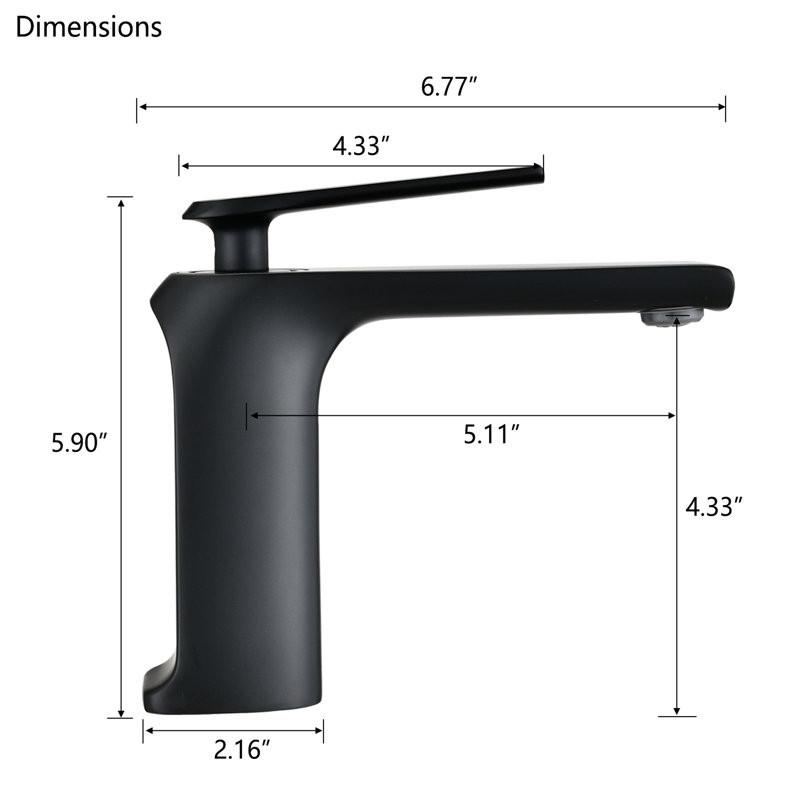 Single Hole Matte Black Basin Faucet - Brass, Rust-, Adds A Modern Touch To Bathrooms Sink Brass Made, Resists Rust And Corrosion, Bathroom Fixture