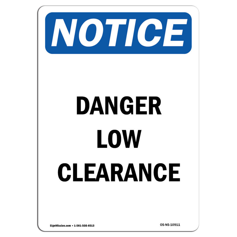 Panneau de danger «Low Clearance», H 24 po x l 18 po x P 0,1 po