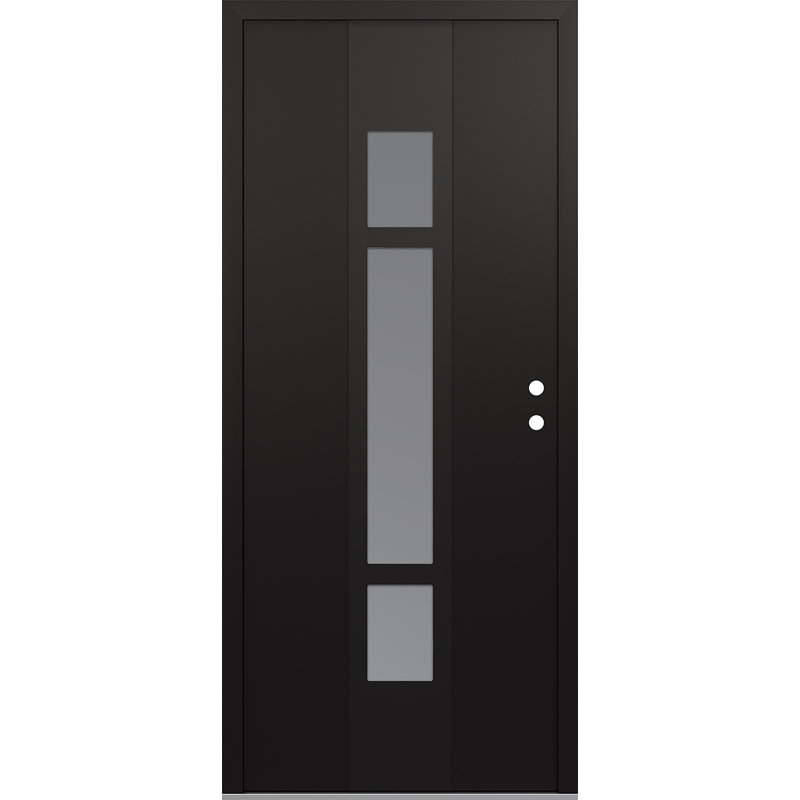 Porte d'entrée pré-suspendue Diamond A9, S'ouvre à gauche vers l'intérieur, Noir / blanc / givré