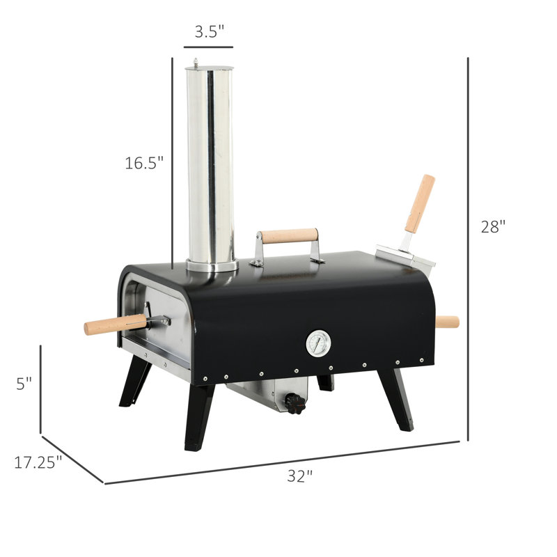 12" Rotating Stone Portable Pizza Oven, Foldable Legs, Stainless Steel, Bake Tasty Pizzas In Great Outdoors Oven With Stone, Make Your Outdoor Adventures More Delicious