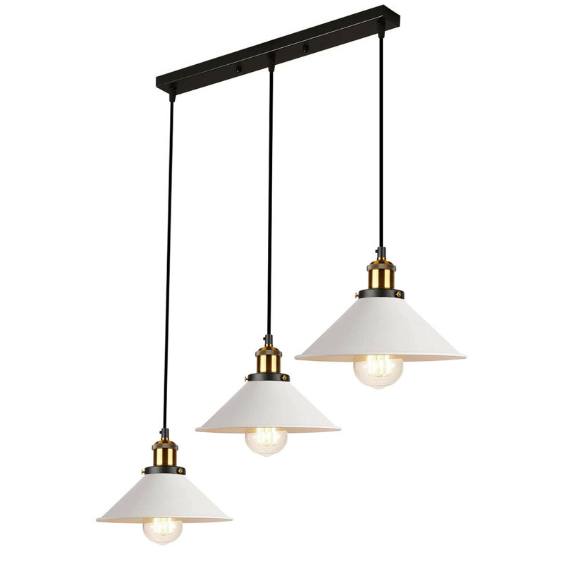 Latshaw 3-Light Kitchen Island Cone Pendant, White