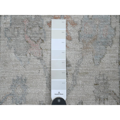 Tapis de couloir blanc en laine noué à la main 2 pi 7 po x 9 pi 6 po Angora