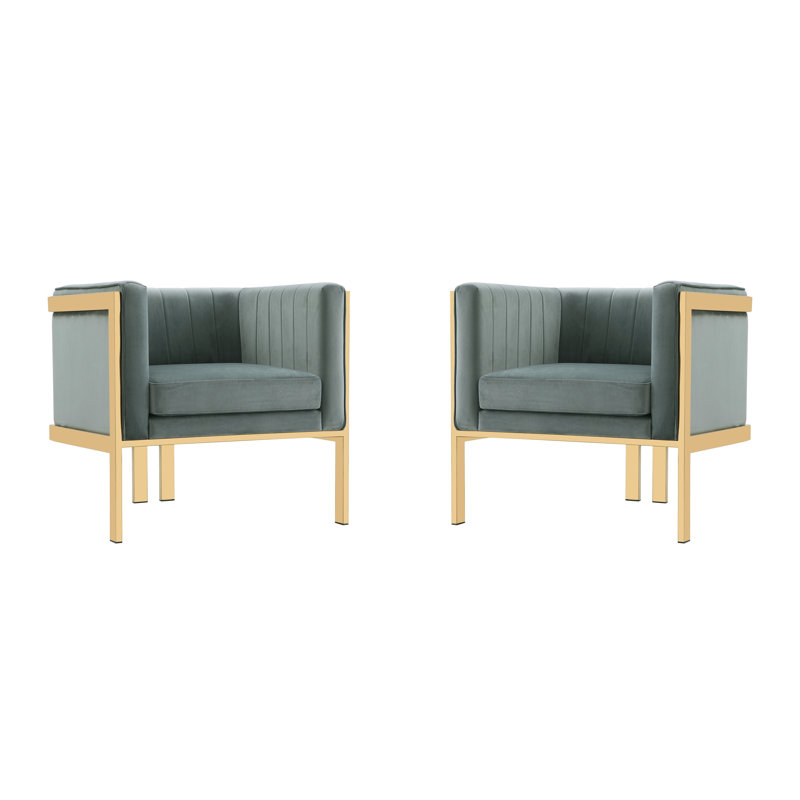 Fauteuil d'appoint rembourré en velours chaud Paramount, Velours gris chaud
