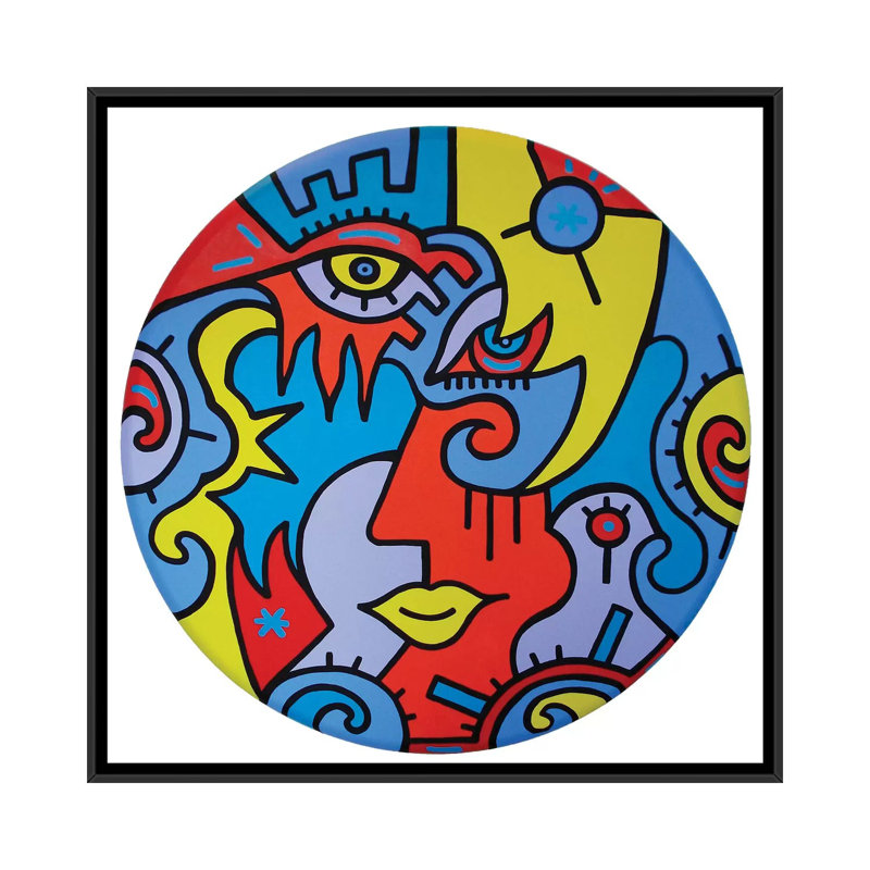Circle Of Love by Billy The Artist - Print on Canvas, Black Framed, 45.72 cm H x 45.72 cm W