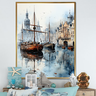 1900S, Bateau d'expédition au port, sur toile