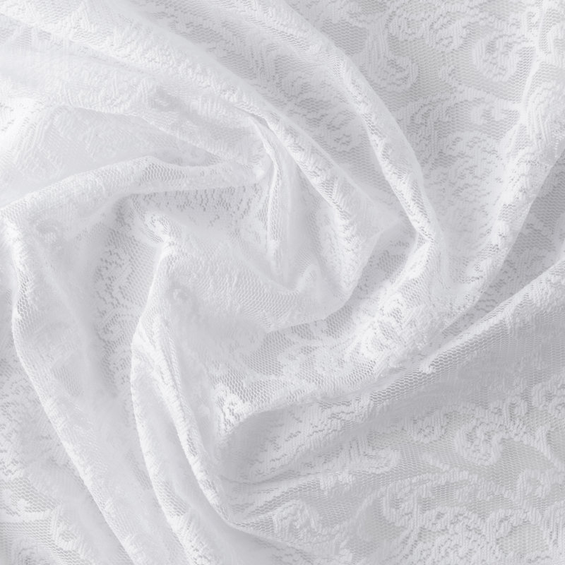 Passe-tringle en dentelle tissée avec cantonnière, Blanc