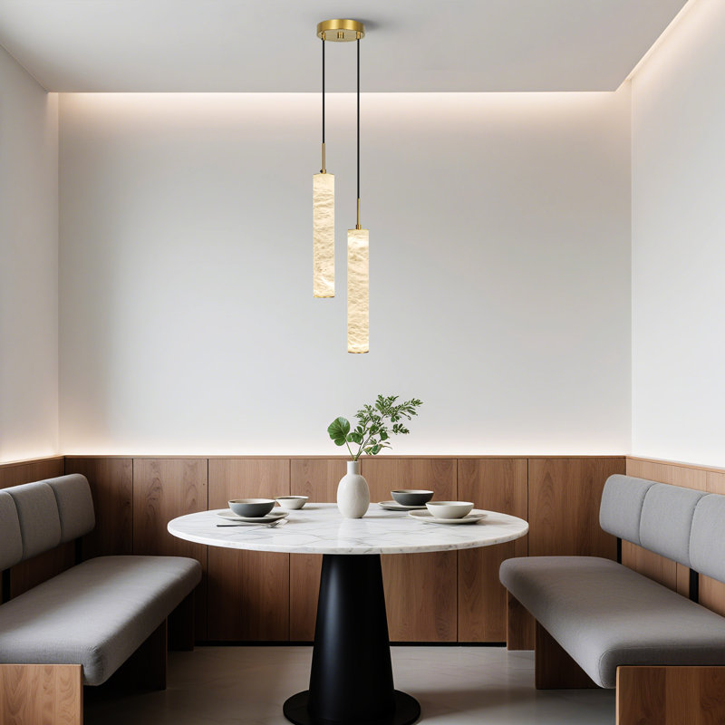 Luminaires modernes Alison en pierre de albâtre naturel pour îlot de cuisine, Doré, 4000K