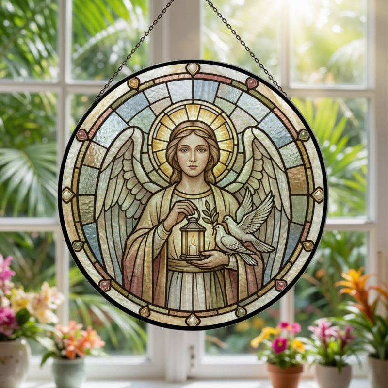 Panneau de vitrail Angel Design ， 7,8 H, H 7,8 po