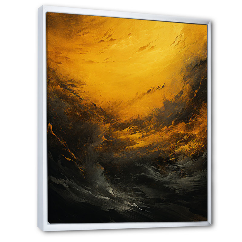 «Jaisvi Yellow Whirling Winds I», reproduction d'art sur toile, H 40 po x l 30 po x P 1,5 po, Cadre flottant blanc