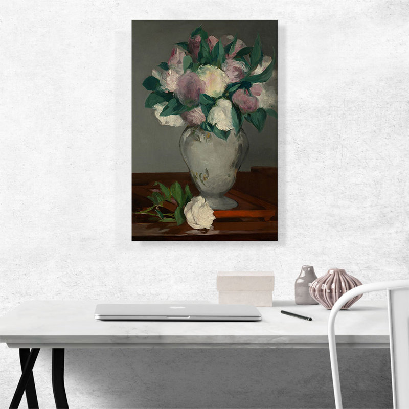 "Pivoines 1865" par Edward Manet, reproduction d'art sur toile tendue, H 26 po x l 18 po x P 0,75 po