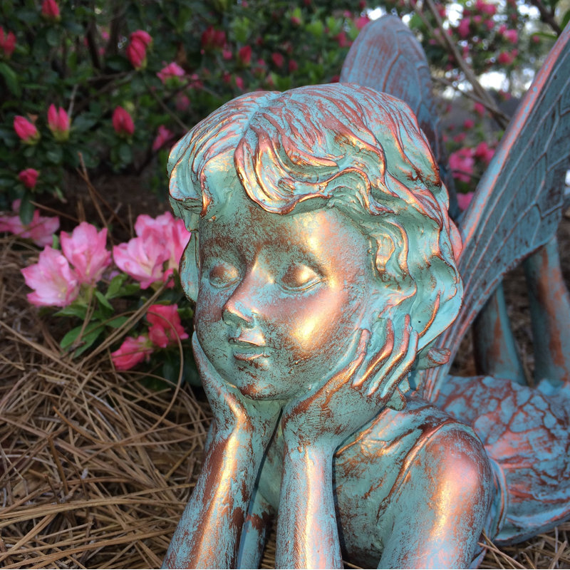 Statue de jardin Suffolk Fairy Dreamer, H 11 po x l 6 po x P 14 po