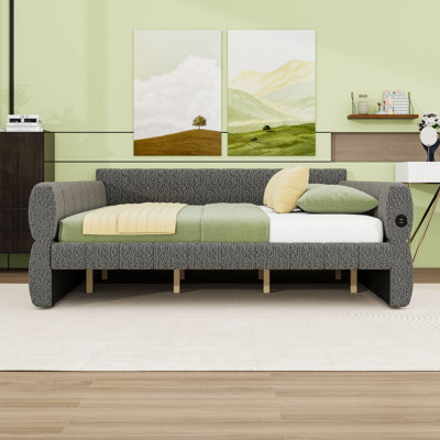 Upholstered Daybed Frame with USB Ports