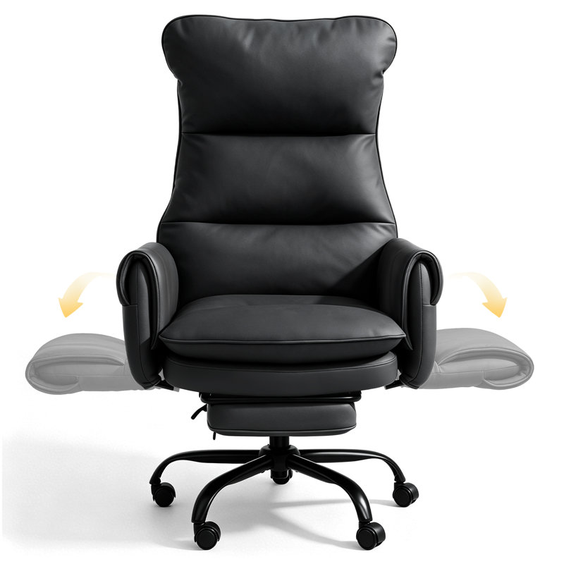 Big and Tall Office Chair, Flip Armrests for Pets & Cross Legged Sitting, Executive Ergonomic Computer Gaming Chair with Foot Rest