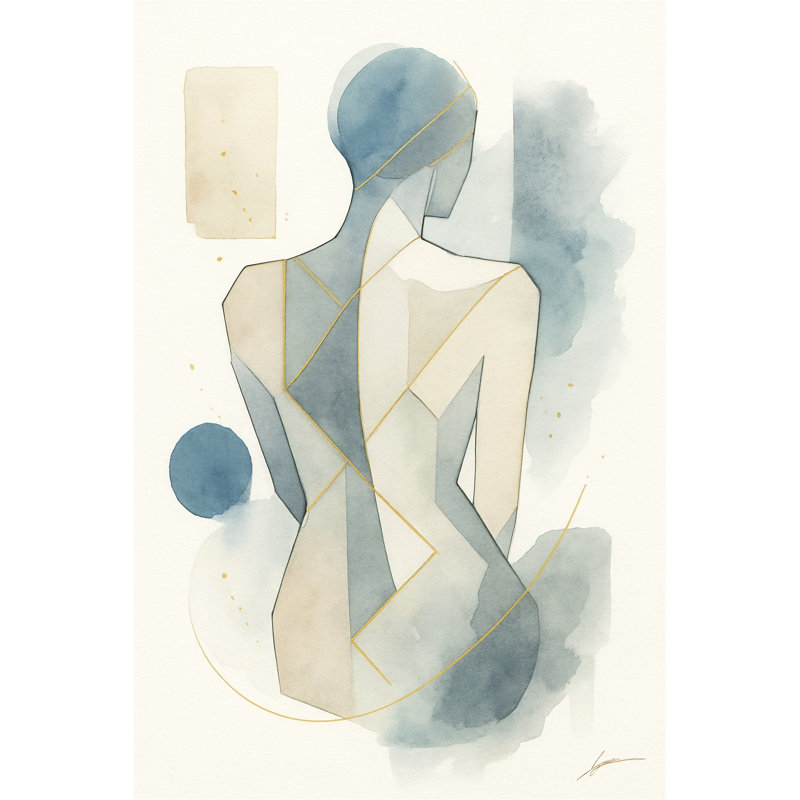 «Geometric Grace - Abstract Watercolor Silhouette», art mural