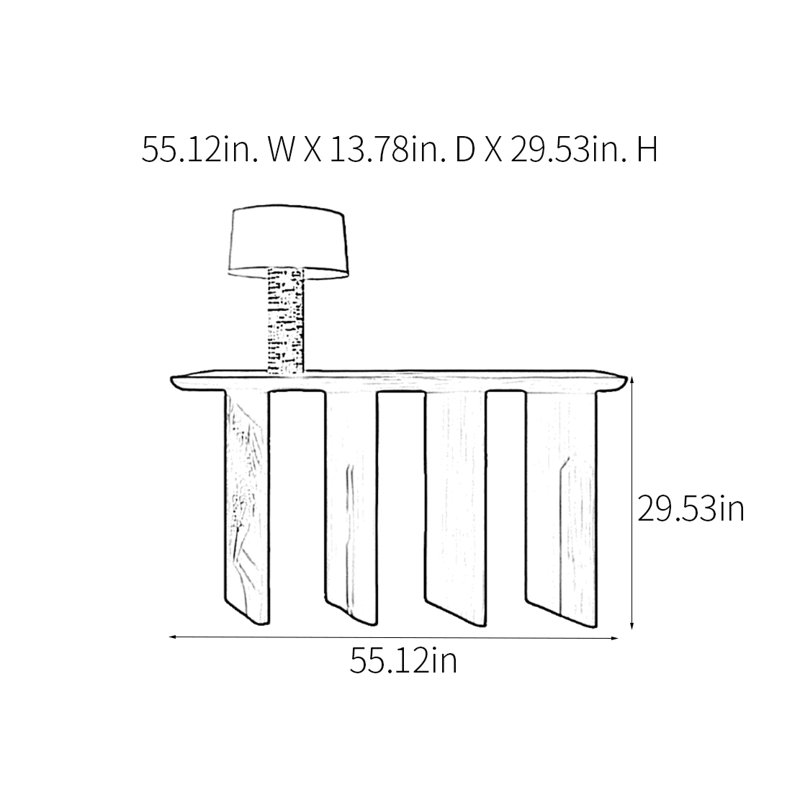 Modern Minimalist Art Console Table, Brown, 29.53" H x 55.12" W x 13.78" D