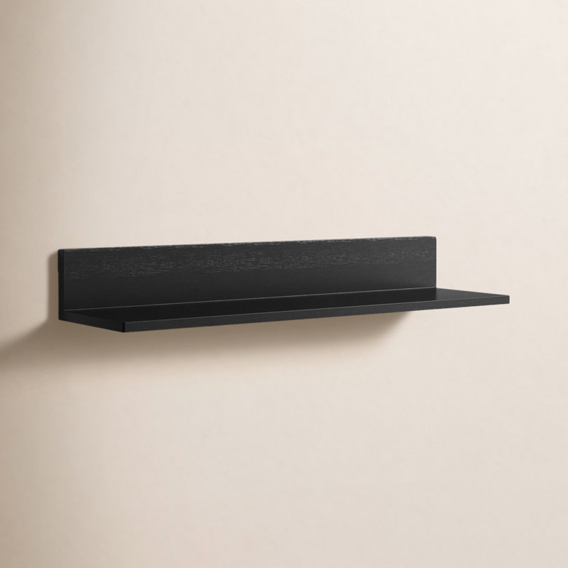 Tablette flottante en bois massif Dezerea, H 3,5 po x l 24 po x P 6,75 po, Noir, noir, noir, noir