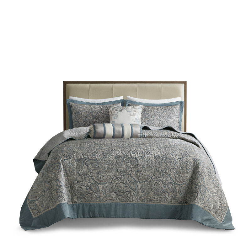 Ensemble de couvre-lit élégant bleu sarcelle avec coussins hypoallergéniques