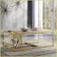 Table basse rétro en cuir fleur brun avec porte-revues - Rectangulaire, facile à assembler pour le salon