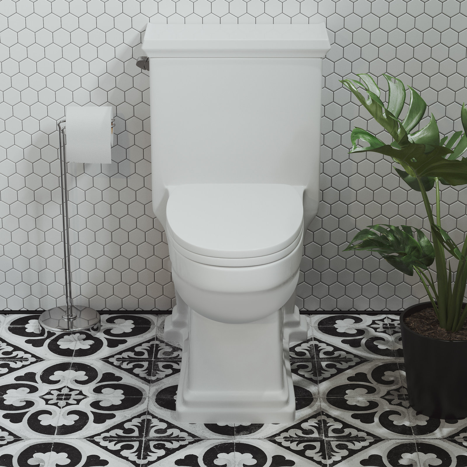Voltaire One-Piece Elongated Toilet Dual-Flush 1.1/1.6 gpf, Left, Glossy White