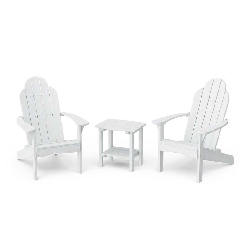 Classic 3-Piece Adirondack Set With Side Table, White