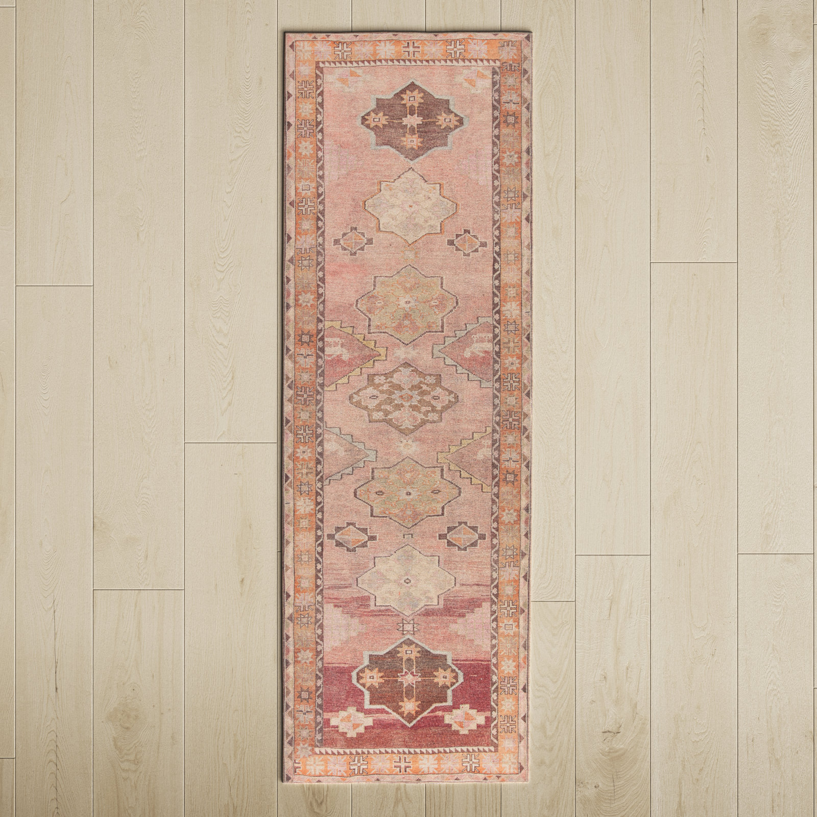 Birch Lane™ Washable Performance Orange/Pink/Brown Rug & Reviews | Wayfair
