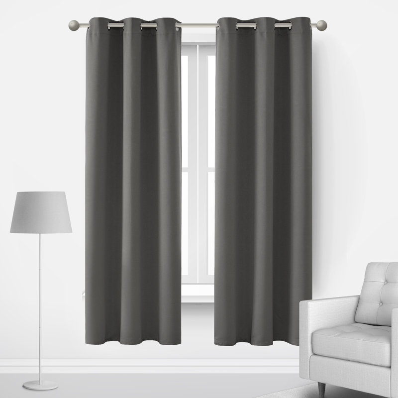 Lompoc Room Darkening Grommet Curtain Panels, Light Gray, 42" W x 72" L