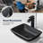 DEJIN 12'' Matte Black Glass Rectangular Bathroom Sink with Faucet