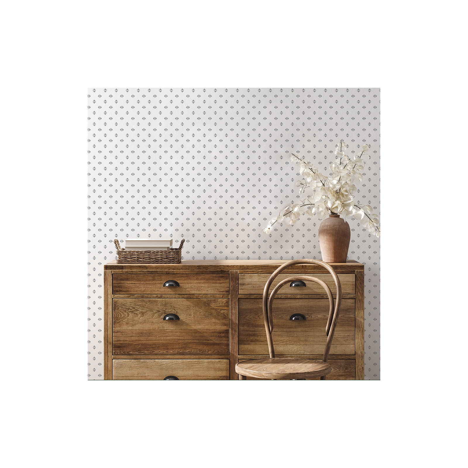 Gem Geo Peel and Stick Wallpaper, Stone Gray