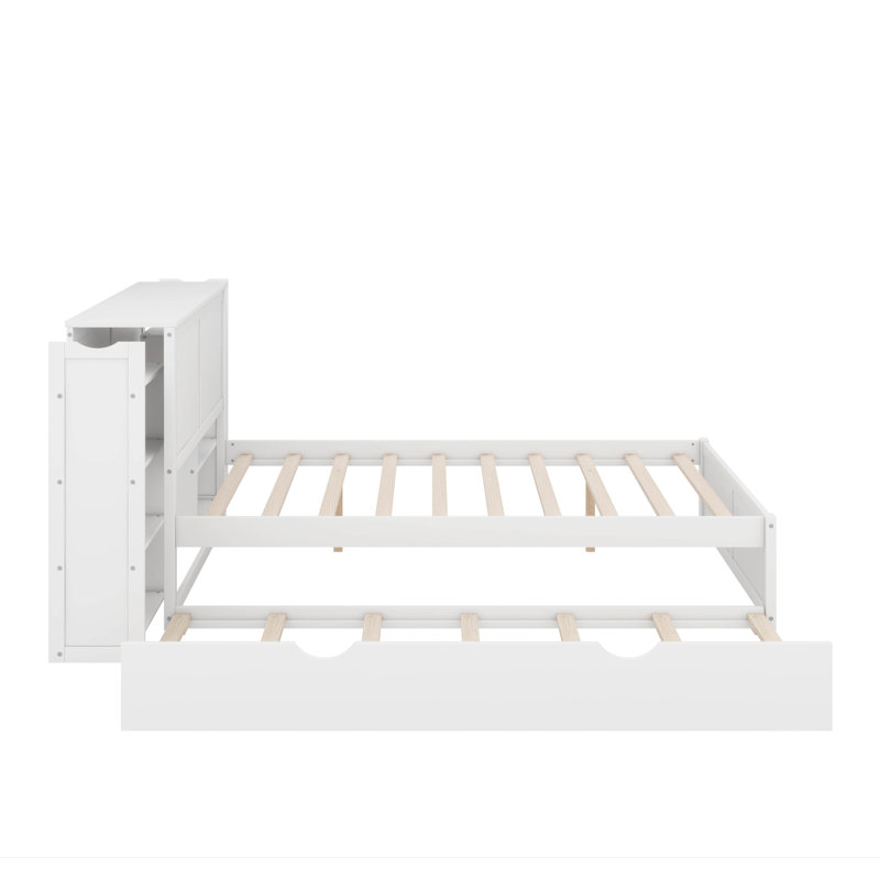 Lit plateforme avec rangement et lit gigogne, Lit double