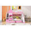 Lit superposé simple de style château avec glissoire, tiroirs et tablettes - pour chambres d'enfants et aires de jeux-725461187-725461190