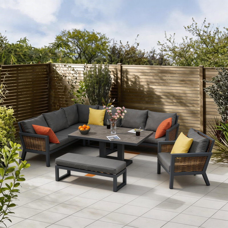 Patio Dining Set with Rectangular Table, 7, No