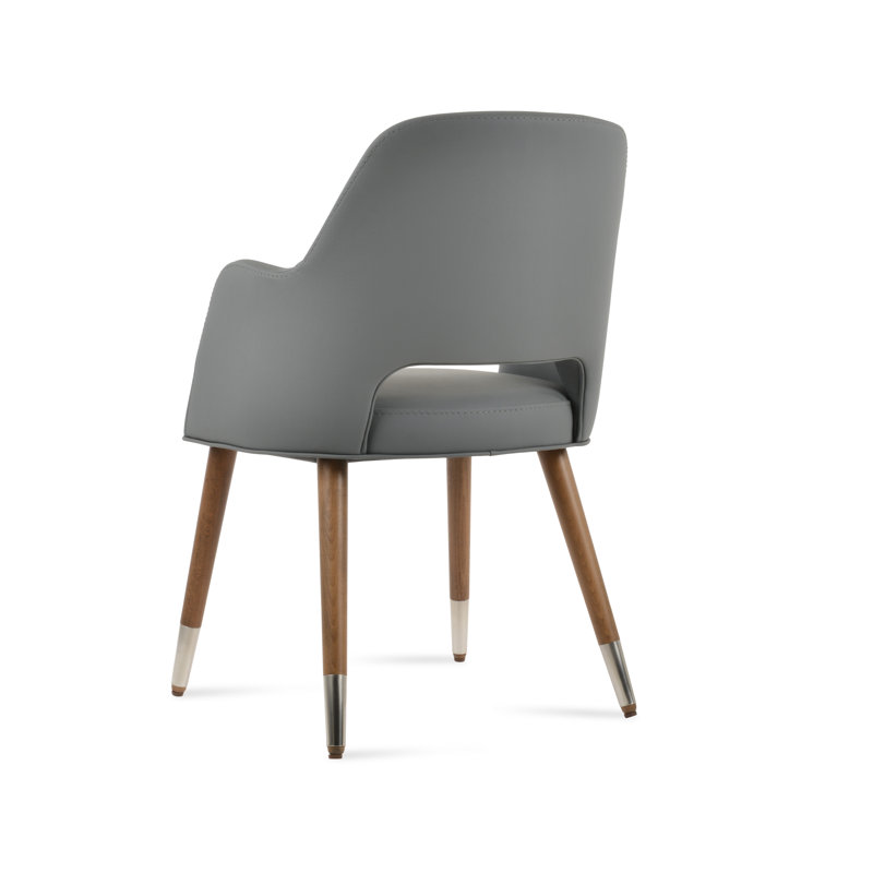 Chaise avec accoudoirs Marash, Noyer, Gris foncé