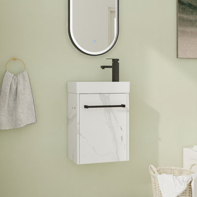 16 inch Wall Mounted Single Bathroom Vanity With Ceramic Vanity Top