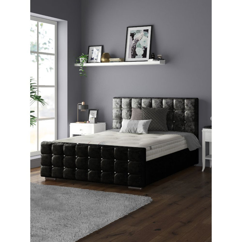Owsley Upholstered Bed, Black, Double (4'6)