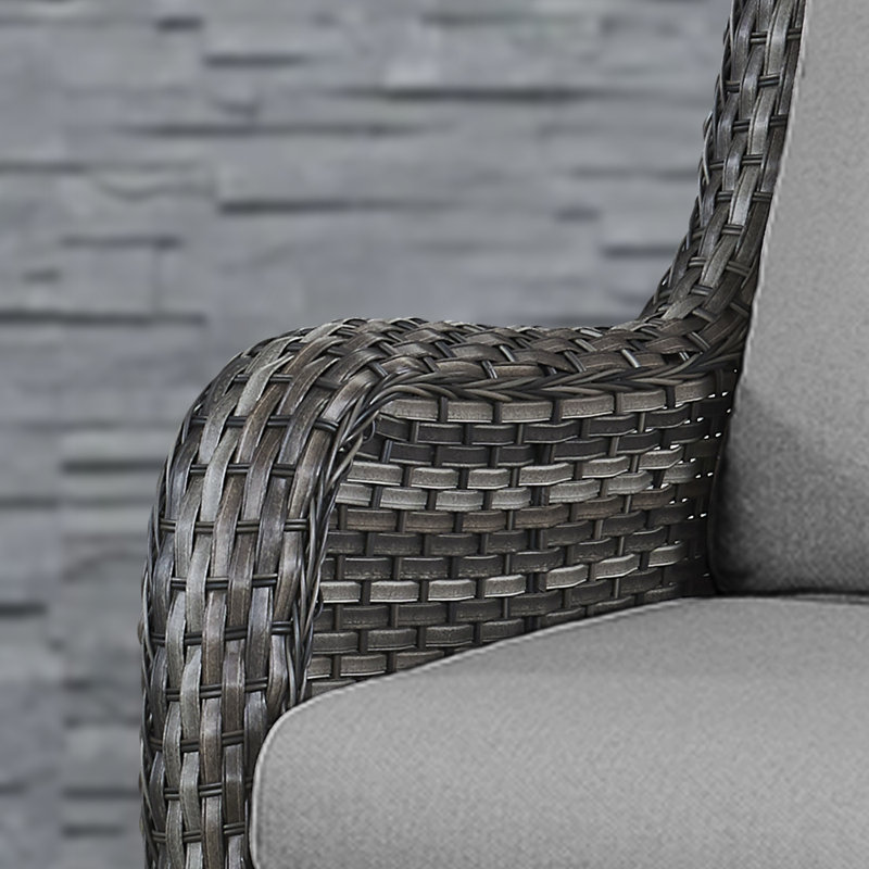 Chaise berçante en osier avec coussins Schutt, Gris