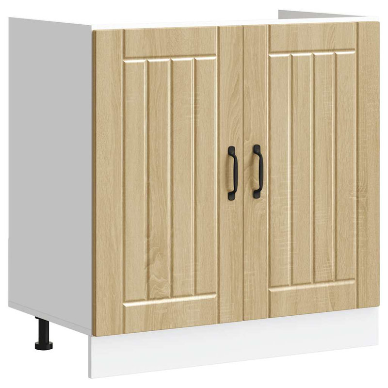 Sink Base Cabinet Lucca High Gloss Engineered Wood, Sonoma Oak
